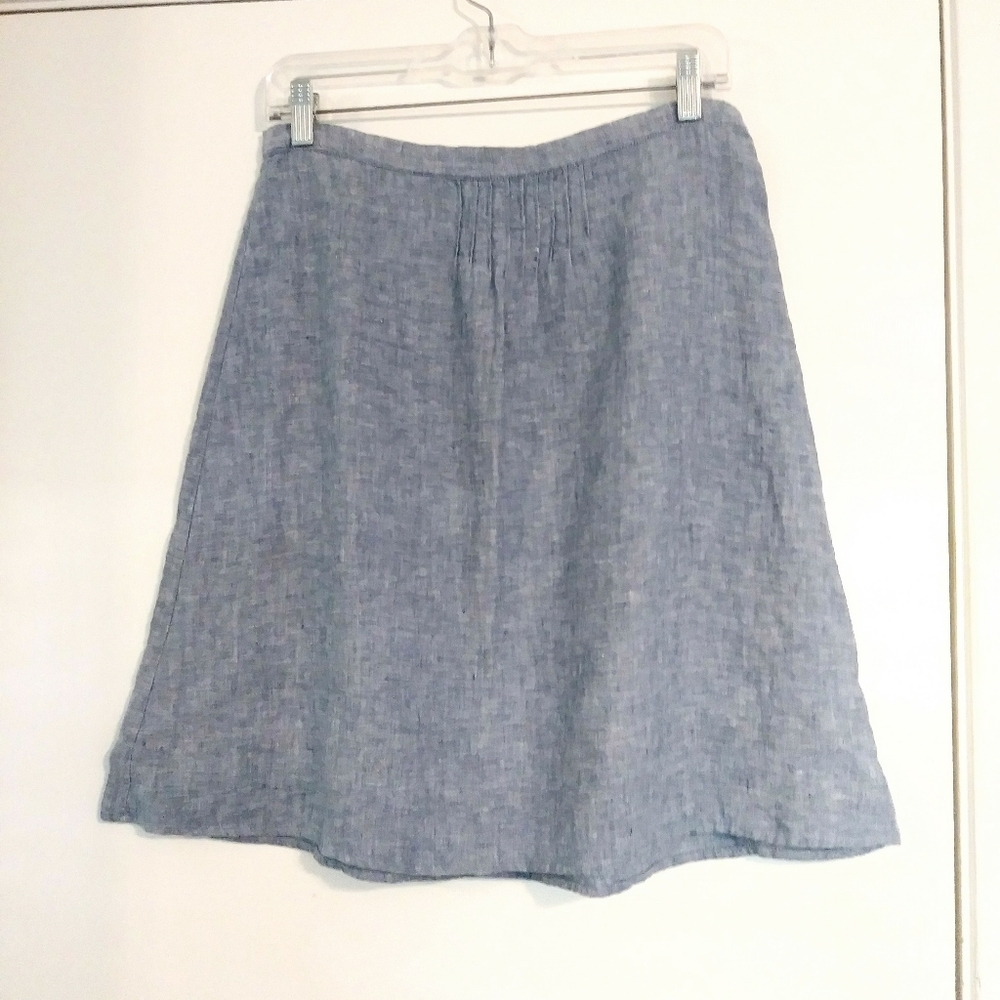 Kate Hill 100% Linen Chambray Color A Line Skirt